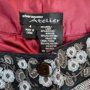 Sharagano Atelier Black & White Wool Blend Pants 4